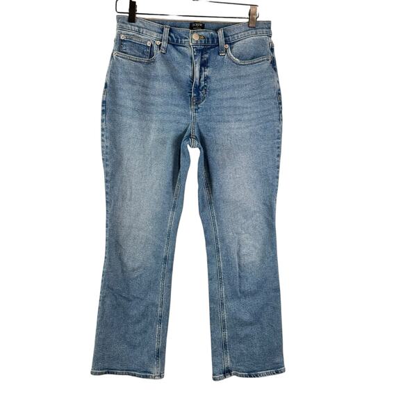 J. Crew Mid Rise Flare Crop Jeans Womens Size 28 Misty Indigo Cotton Boho - Picture 1 of 12